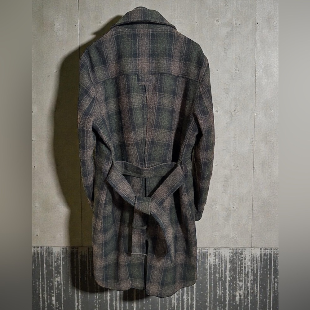 Oliver Spencer Grandpa Combe Navy and Green Wool Coat - Picture 2 of 10